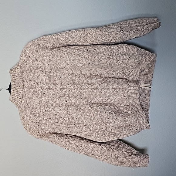 Shannon woolen mills 100% pure new wool Chunky Knit Zip Up Jacket Large - Picture 8 of 9